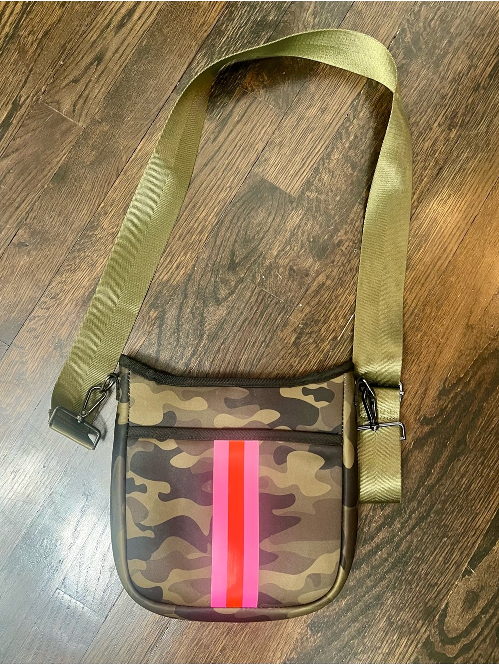 Haute Shore Casey Camo Neoprene Messenger Bag Link Stripe